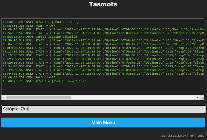 Tasmota SetOption78 1
